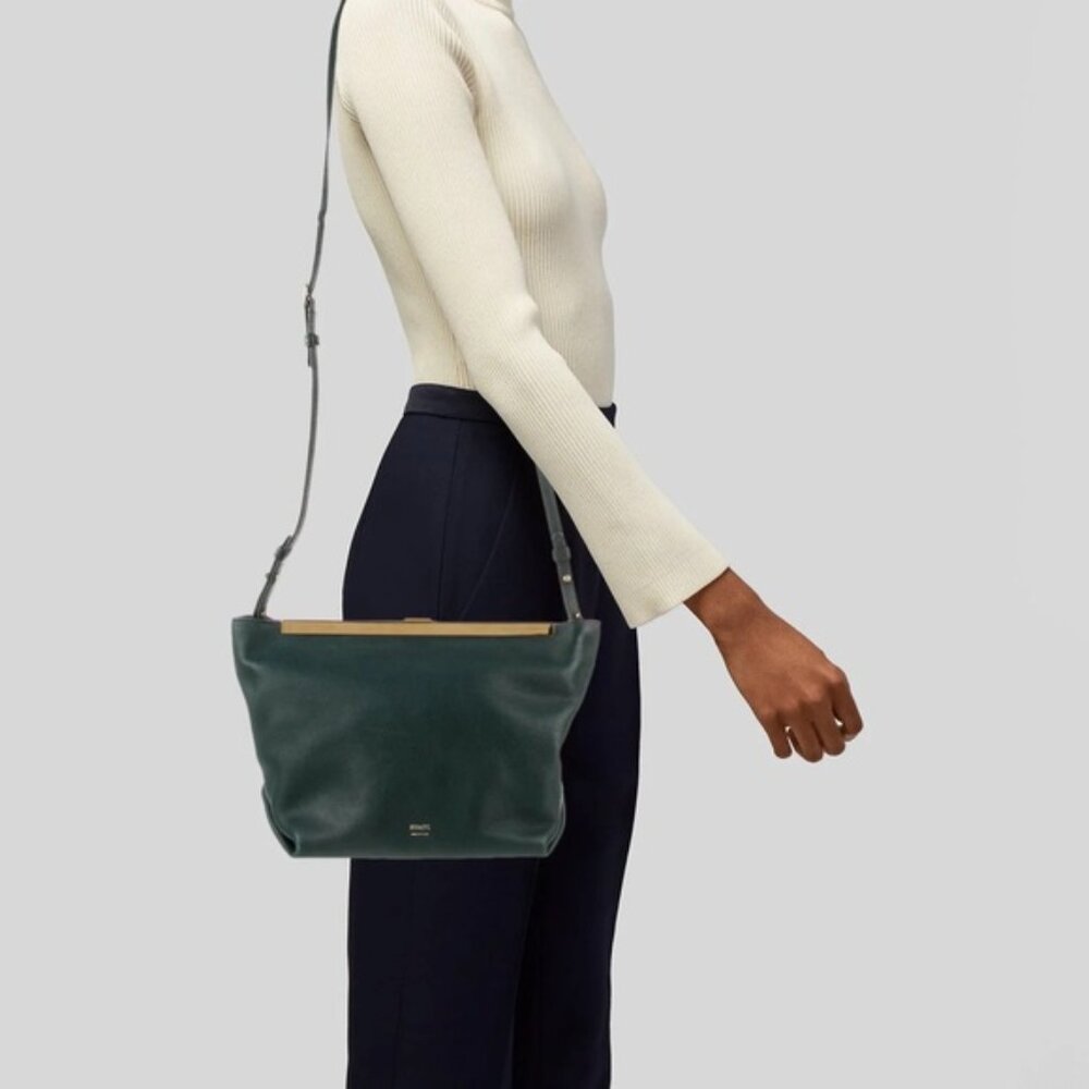 KHAITE Augusta Leather Cross-Body Bag - Dark Green with Gold Hardware - Picture 6 of 9